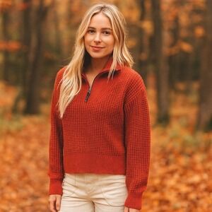 Patagonia Recycled Wool-Blend Waffle Knit Sweater Burl Red Orange Size Large